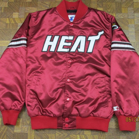 Vintage Miami Heat Satin Red Starter 